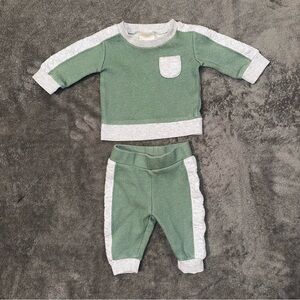 First Impressions Sage Green Jogger Set - Gender Neutral, 0-3 months